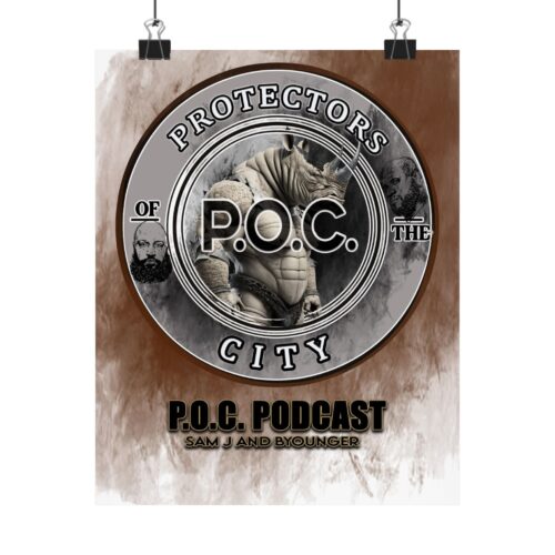 P.O.C Podcast – Fan Shield Rhino – Matte Vertical Poster
