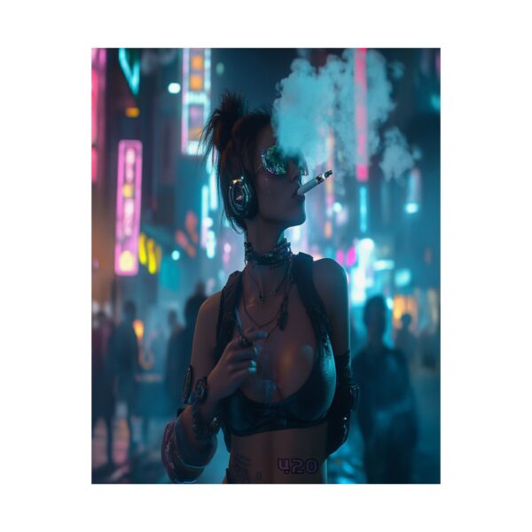 420 Night Vibe – Cyber City Poster – Neon Noir Street Art for Bold Walls