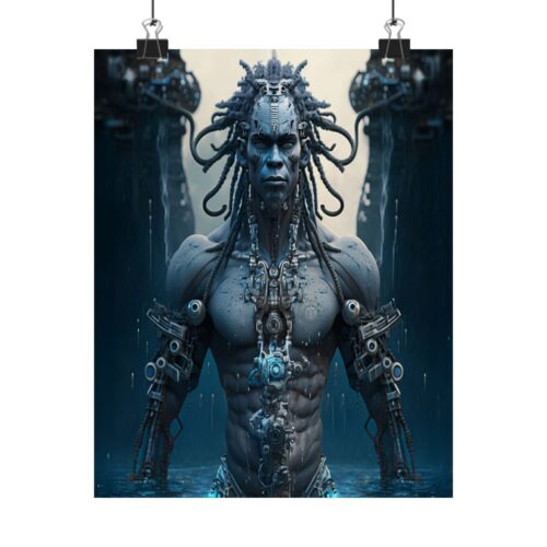 Cyber Dread Warrior – Futuristic Poster – Dark Tech Art for Bold Spaces