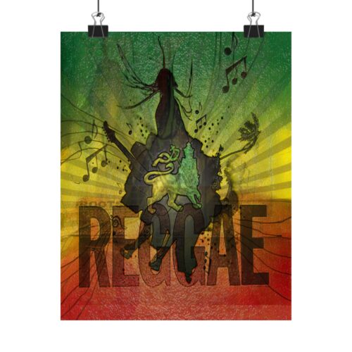 Roots Reggae Lion – Rasta Poster – Vibrant Jamaican Music Wall Art
